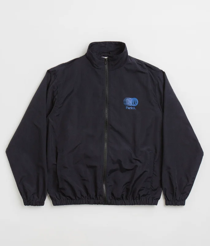 Parlez Myrtle Track Jacket - Navy Striped Jacket Polka Dot Jacket Floral Jacket