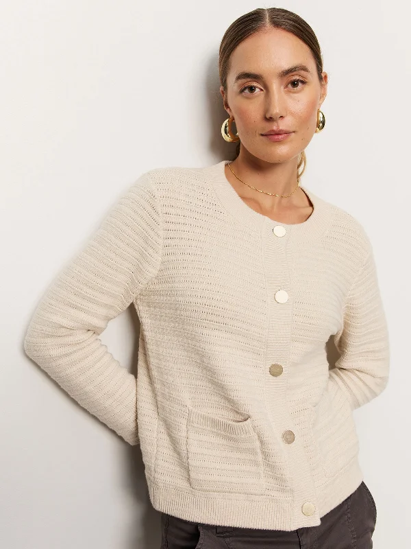 Pointelle Knitted Jacket Oat Insulated Jacket Fitted Jacket Loose Jacket