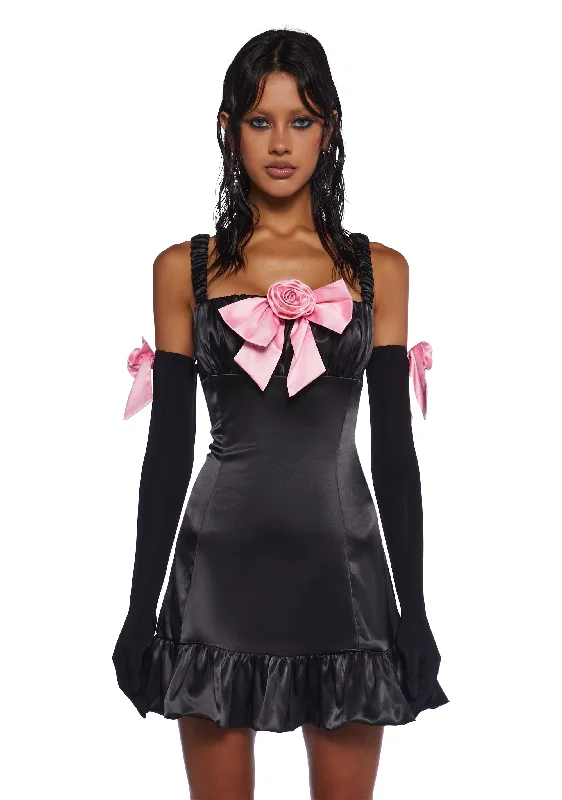 Posh Life Mini Dress And Gloves Set Fashionable Button-Front Mini Dress