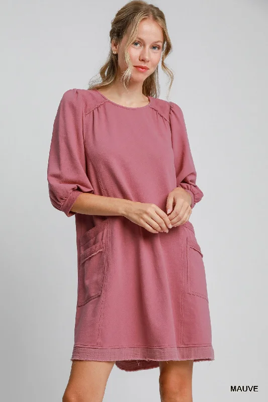 Rachel's French Terry Mini Dress Trendy Denim Mini Dress