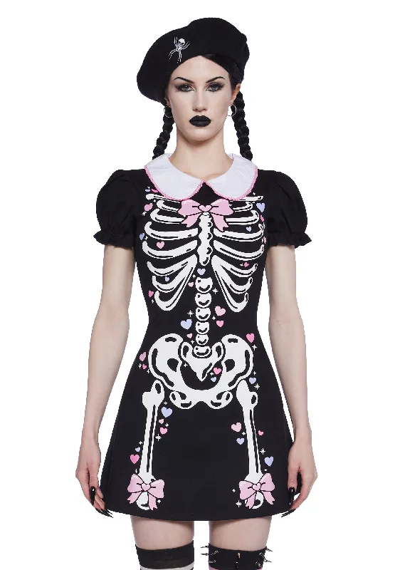 Rattle My Bones Mini Dress - Hearts Fashionable Mini Dress with Slits