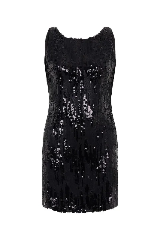 SEQUIN EMBELLISHED OPEN BACK MINI DRESS Elegant Lace Mini Dress