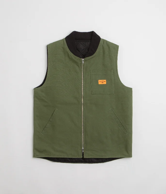 Service Works Padded Work Vest Jacket - Olive Rayon Fabric Velvet Fabric Corduroy Fabric