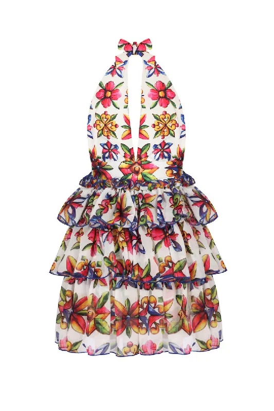 SICILIA BELLANO RUFFLE MINI DRESS Fashionable A-Line Mini Dress