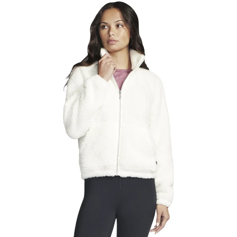 Skechers Go Snuggle Womens Sherpa Jacket Zippered Front Buttoned Front Snap Front