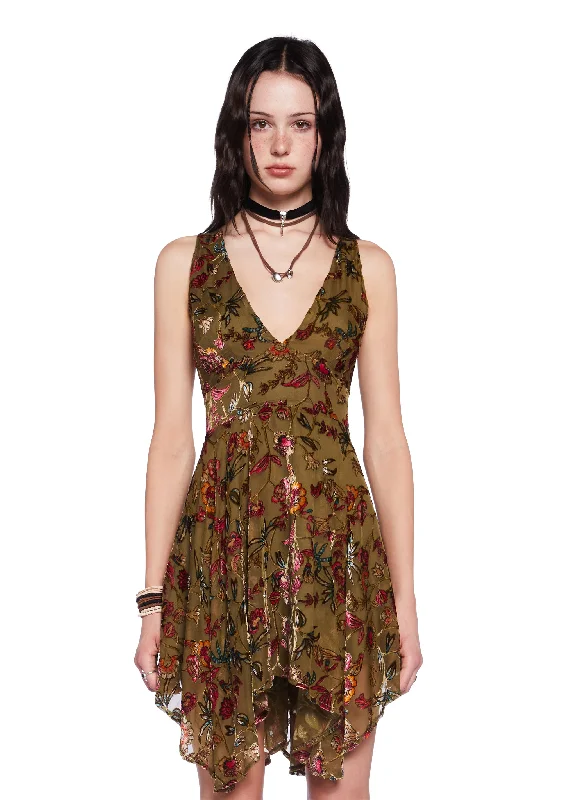 Take To The Sky Mini Dress - Green Fashionable Lace-Trim Mini Dress