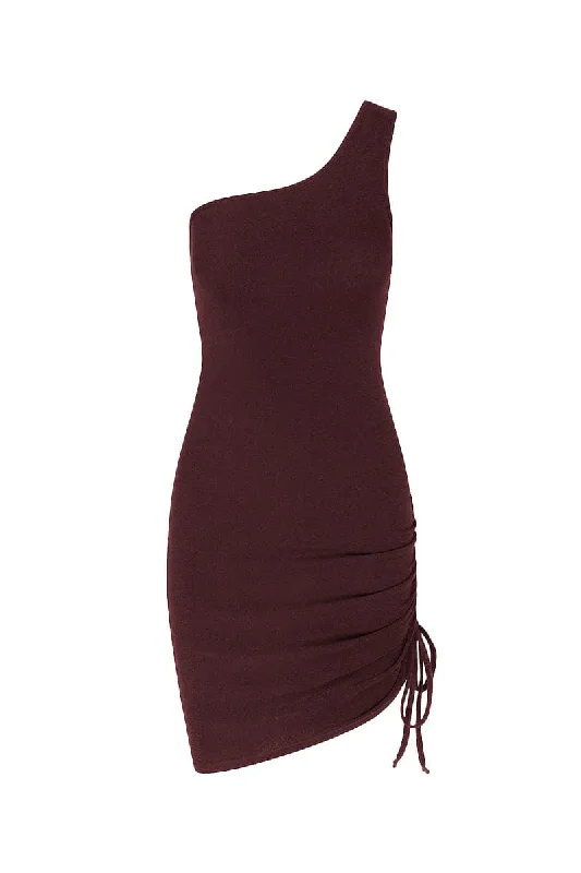 THE COCO TERRY ASYMMETRICAL MINI DRESS Elegant Silk Mini Dress