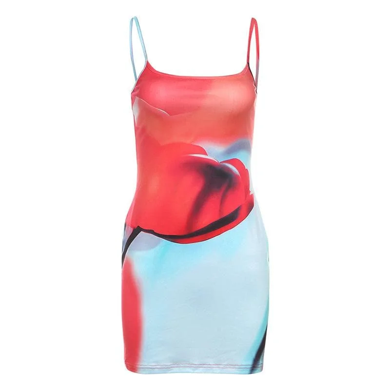 U neck contrast cami mini dress Cozy Satin Mini Dress