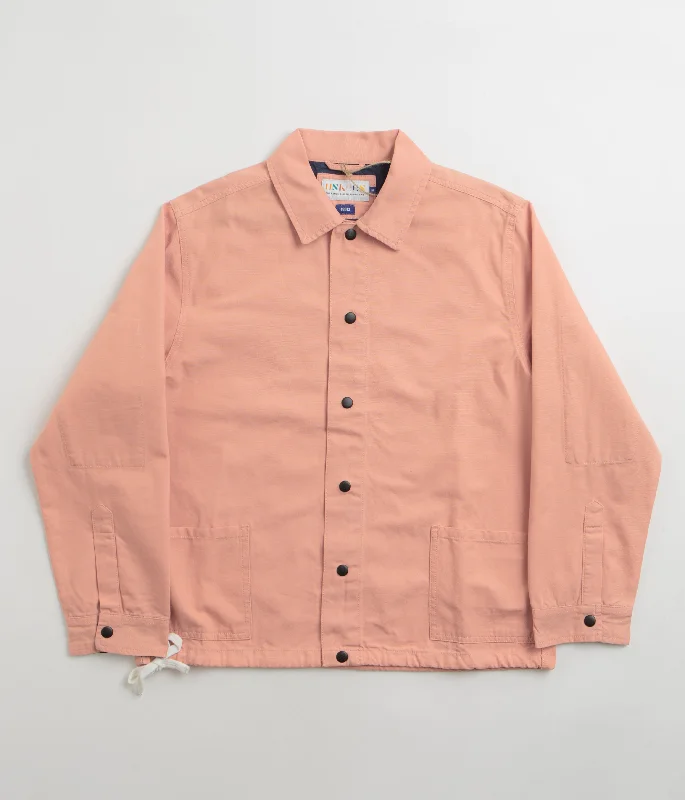 Uskees 3013 Coach Jacket - Coral Boat Neck Shawl Collar Notched Collar
