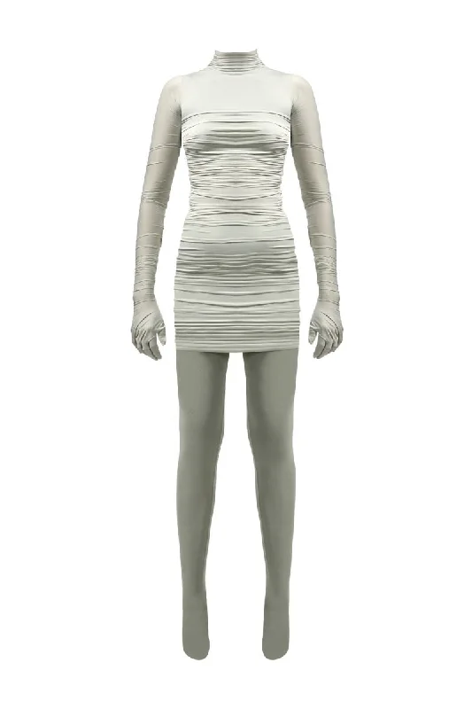 VALE GRAY MINI DRESS Stylish Floral Print Mini Dress