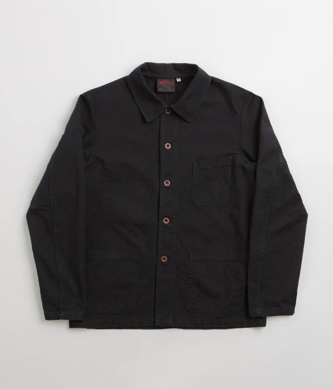 Vetra 5C Organic Workwear Jacket - Dark Navy Front Pockets Side Pockets Patch Pockets