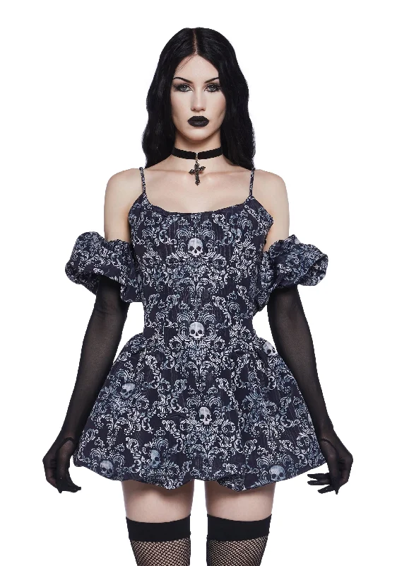 Vexed Hearts Mini Dress - Skull Cozy Ruched Mini Dress