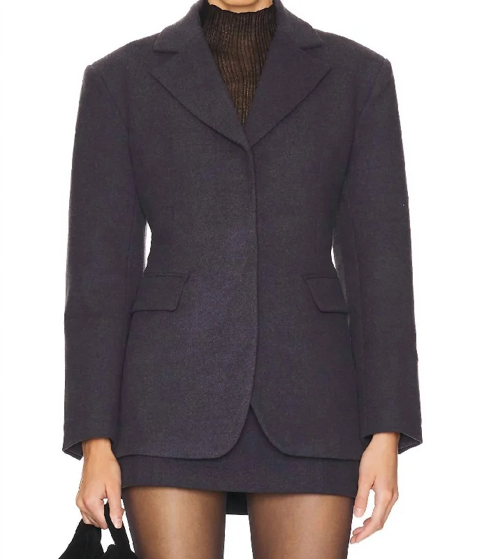 Ville Jacket In Cinder Ribbed Jacket Pleated Jacket Ruffled Jacket