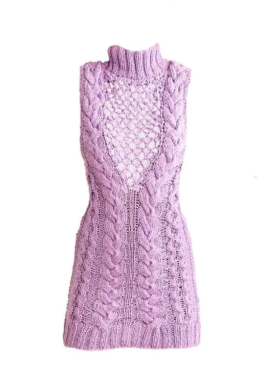 VIOLET CABLE KNIT MINI DRESS Fashionable Polka Dot Mini Dress