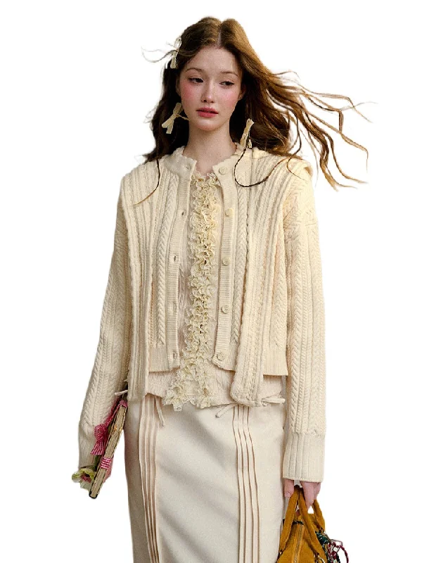 Warm Knitted Cardigan Jacket Tailored Jacket Straight Jacket A-Line Jacket