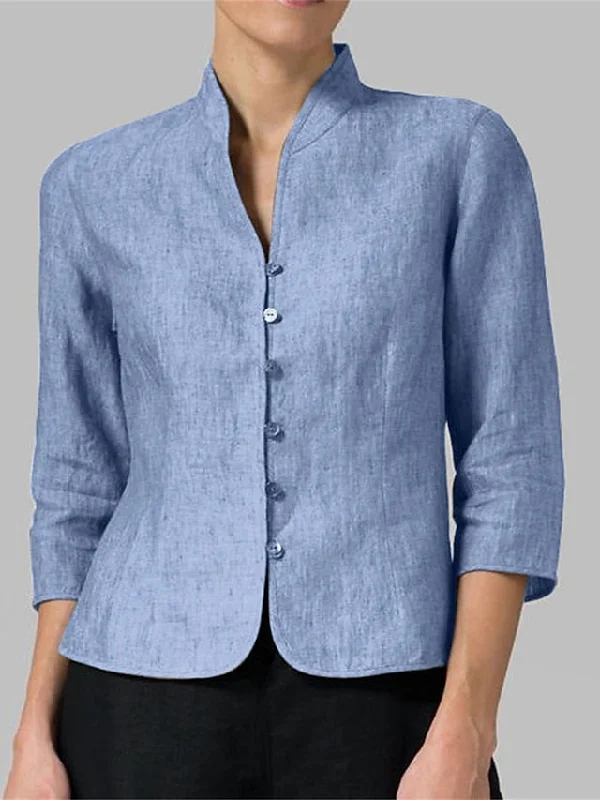 Women's Blazer Street Holiday Daily Wear Summer Spring Regular Coat Regular Fit Breathable Modern Style Minimalist Casual Daily Jacket 3/4 Length Sleeve Solid Color Cutout White Red Navy Blue Plaid Jacket Tartan Jacket Houndstooth Jacket
