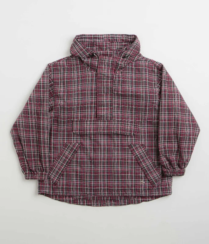 Yardsale Plaid Pullover Jacket - Black / Red Collared Jacket Crew Neck Jacket Turtle Neck Jacket