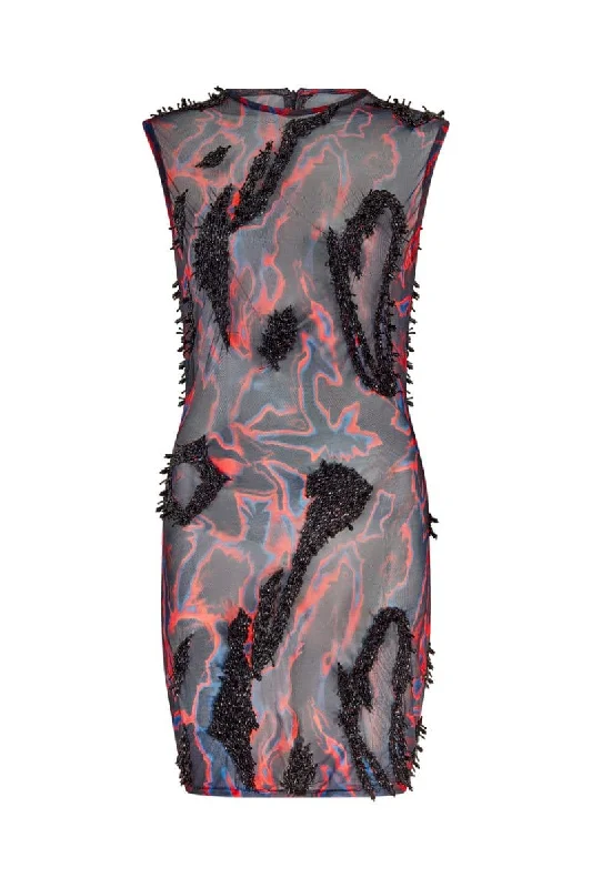 ZUSI MIDNIGHT EMBELLISHED MINI DRESS Cozy Knitted Mini Dress