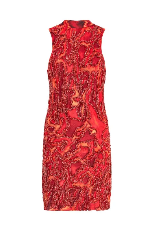 ZUWA RED AND ORANGE SLEEVELESS MINI DRESS Classic Black Mini Dress