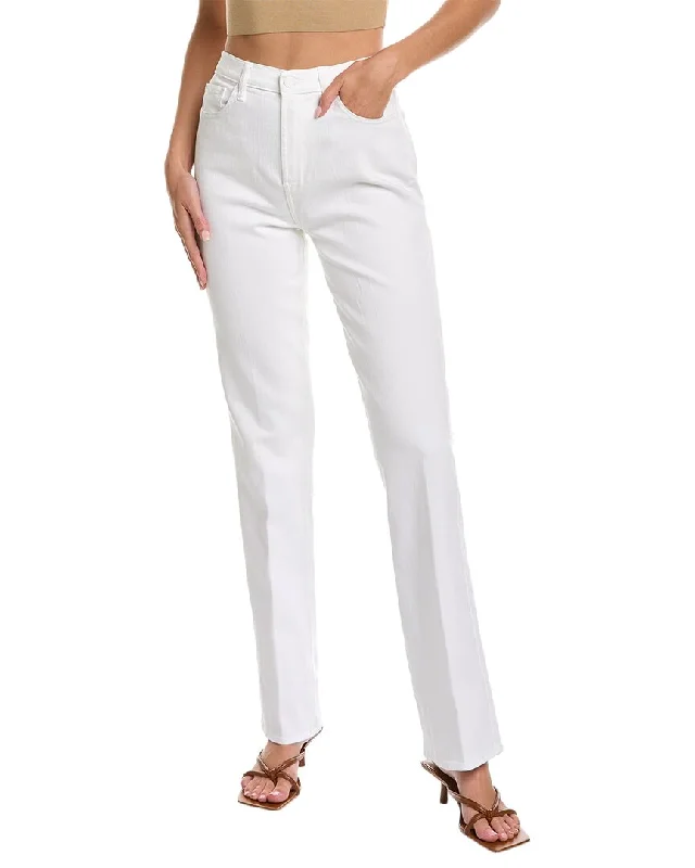 7 For All Mankind Clean White Original Bootcut Jean Trendy Button-Up High-Waist Jeans