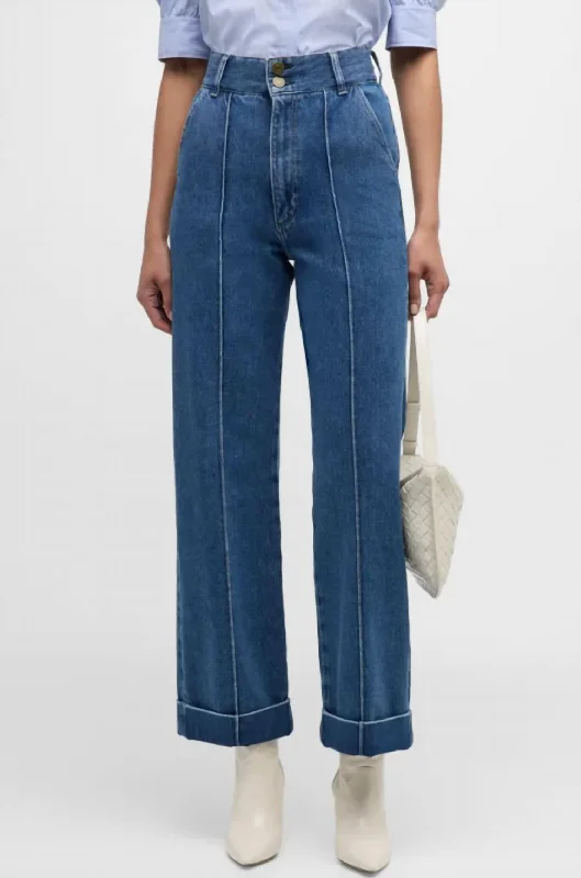 70S Cuffed Crop Straight Jean In Lago Di Como Cozy Stretch High-Waist Jeans