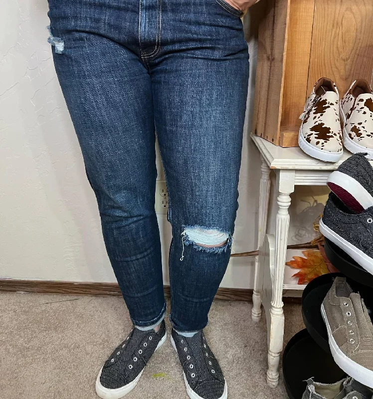 Addie High Rise Straight Jean In Dark Stylish Cargo Style Jeans