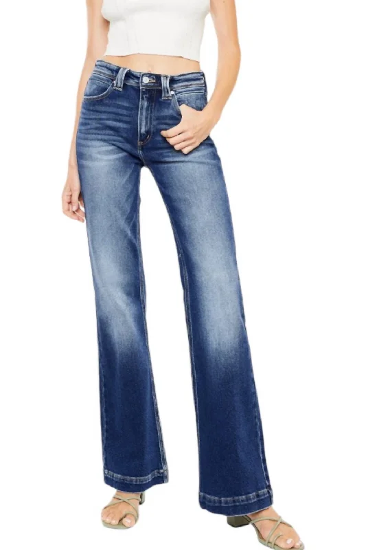 Alana Wide Bootcut Jean In Denim Blue Elegant Bootcut Fit Jeans