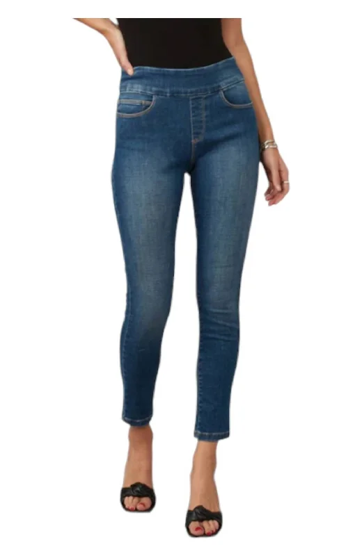 Anna Skinny Jeans In Rugged Classic Blue Stylish Paperbag Waist Denim