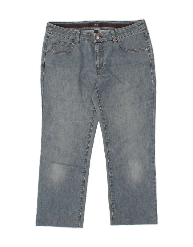 ARMANI Womens Crop Straight Jeans W30 L25 Blue Cotton Trendy Cut-Off Denim Shorts