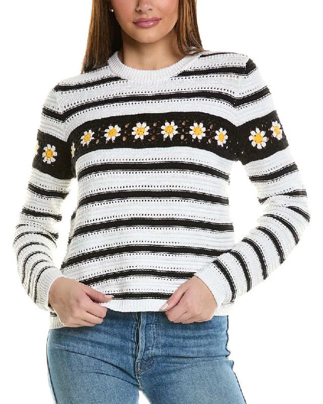 Autumn Cashmere Breton Stripe Sweater Neon Metallic Matte