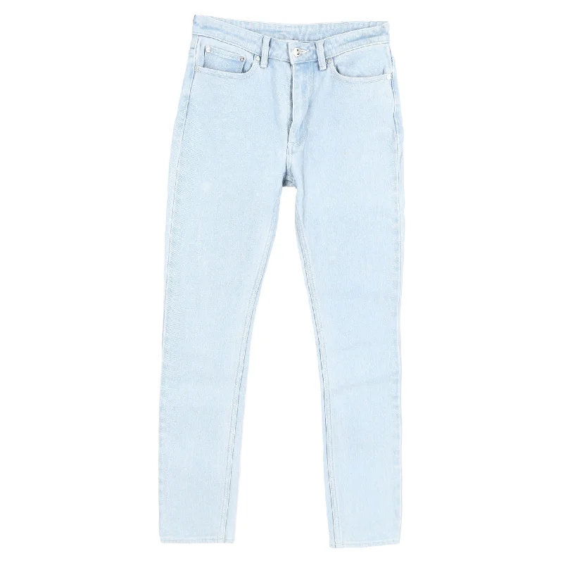 Burberry Mid-Waist Slim-Fit Jeans in Light Blue Cotton Chic Cropped Jeans