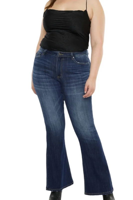 Caity Curvy Denim Flare Jeans In Dark Classic Black Denim Jeans
