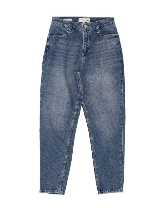 CALVIN KLEIN Womens Mom Jean High Rise Tapered Jeans W26 L26 Blue Cotton Comfortable Ankle Jeans