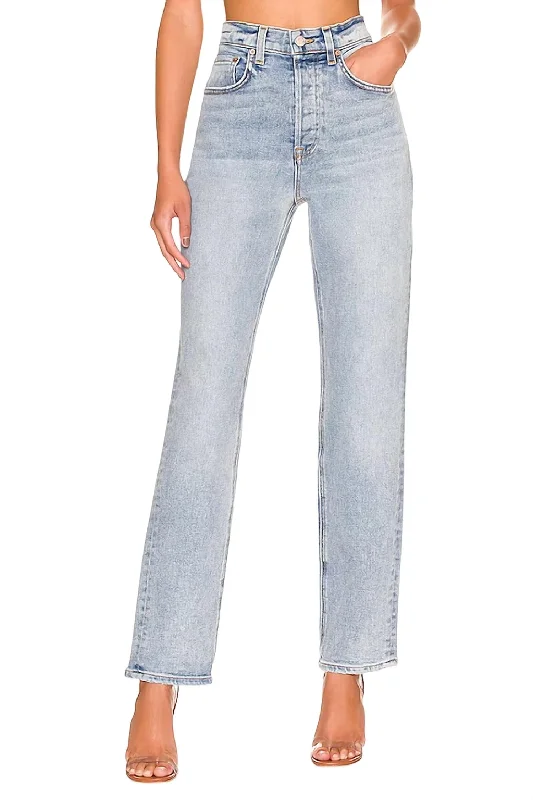 Cassidy Mid Rise Straight Leg Jeans In La Brea Stylish Stone-Wash Denim Jeans