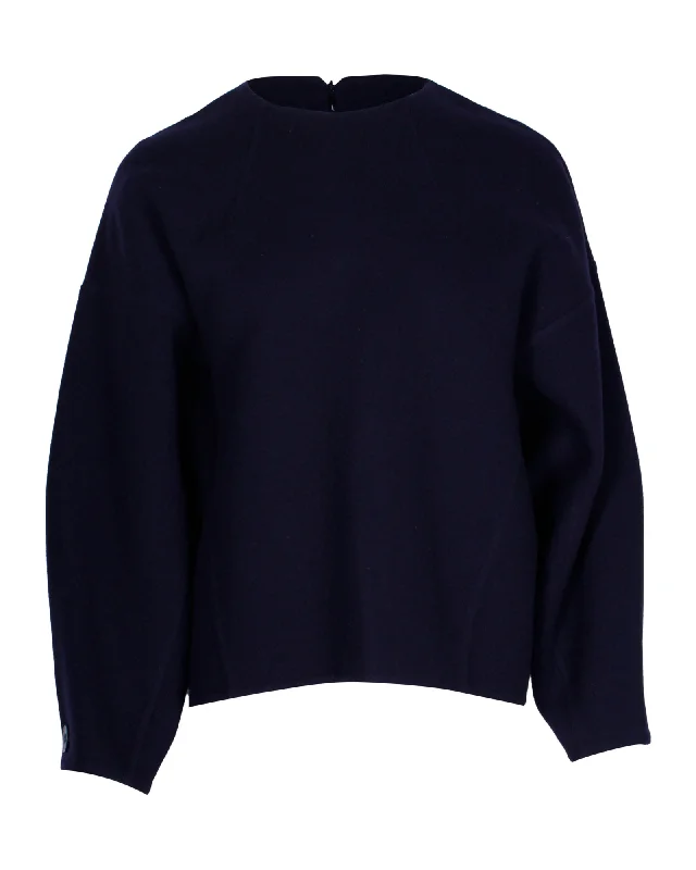 Celine Sweater in Navy Blue Cashmere Plaid Sweater Polka Dot Checkered
