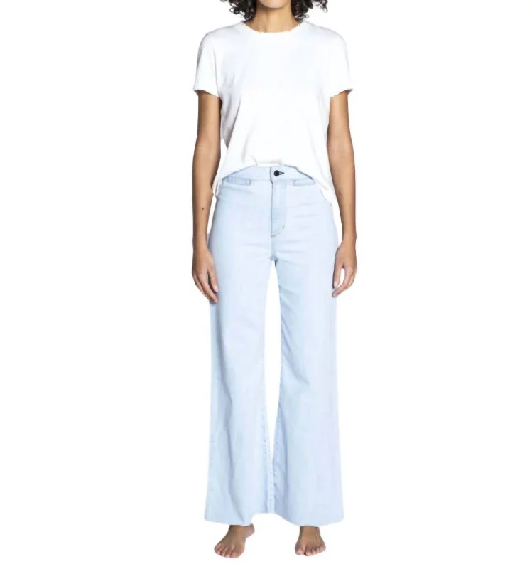 Cropped Brighton Jeans In Bleach Elegant Tapered Leg Denim