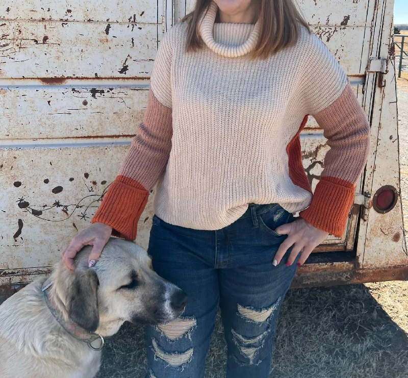 Days Like This Sweater In Ivory/orange Cotton Fabric Linen Fabric Terry Fabric