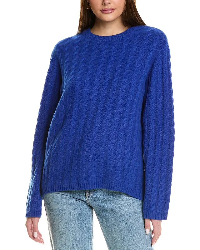 Design History All Over Cable Cashmere Sweater Embroidered Appliqued Beaded