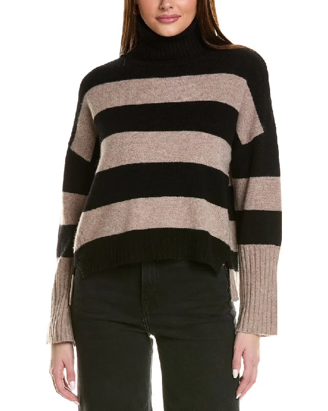 Design History Colorblocked Turtleneck Cashmere Sweater Satin Fabric Silk Fabric Chiffon Fabric