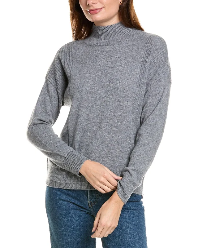Design History Mock Neck Cashmere Sweater Bright Pastel Dark