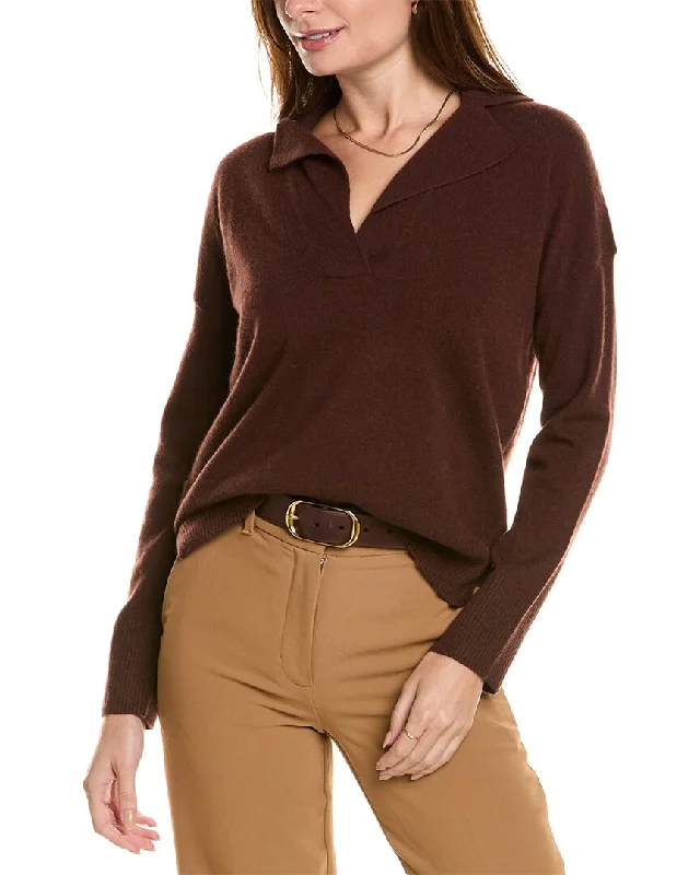 Design History Notched Collar Cashmere Sweater Chenille Brocade Lace