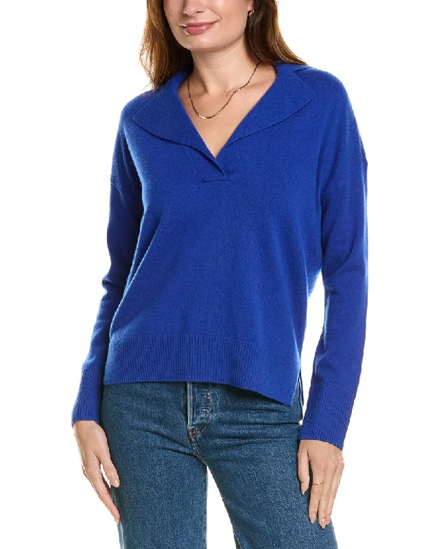 Design History Notched Collar Cashmere Sweater Cable Knit Ribbed Knit Lace Knit