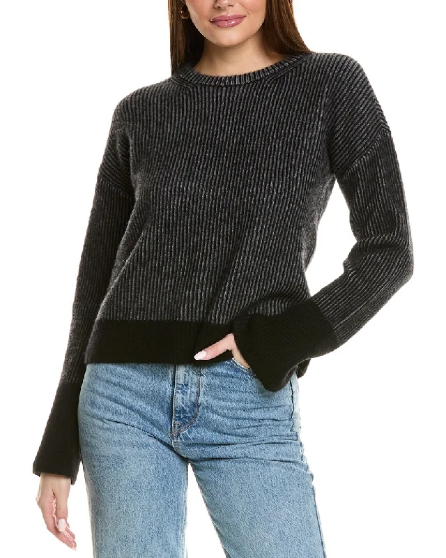 Design History Two Color Brioche Cashmere Sweater Ribbed Striped Patterned