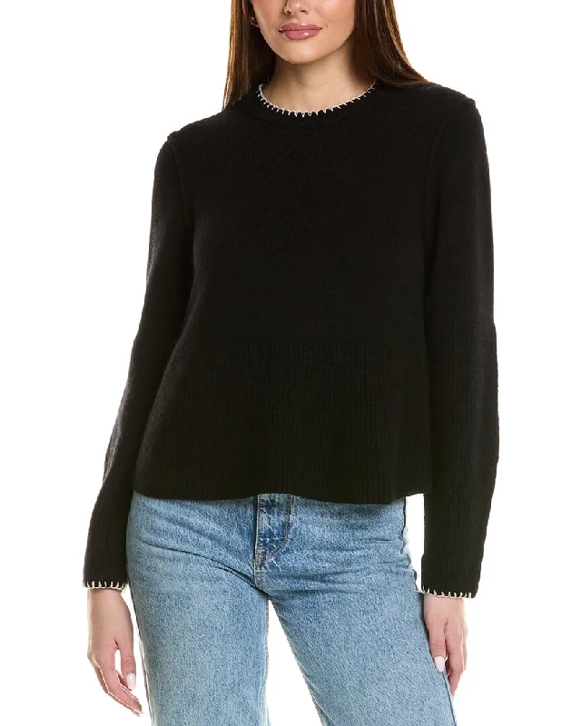 Design History Whipstitch Cashmere Sweater Zippered Buttoned Snapped