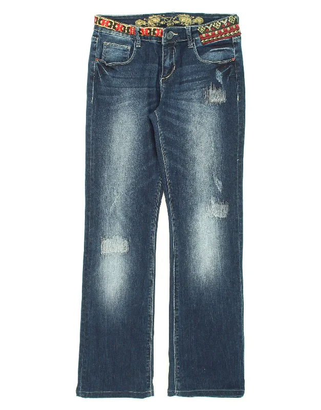 DESIGUAL Womens Vintage Straight Jeans W32 L30 Navy Blue Cotton Stylish Tapered Fit Jeans DESIGUAL Womens Vintage Straight Jeans W32 L30 Navy Blue Cotton Stylish Tapered Fit Jeans