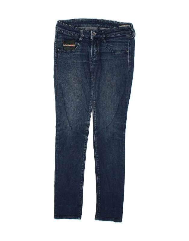 DIESEL Womens Skinny Jeans W27 L31  Blue Cotton Trendy Pleated Waist Jeans