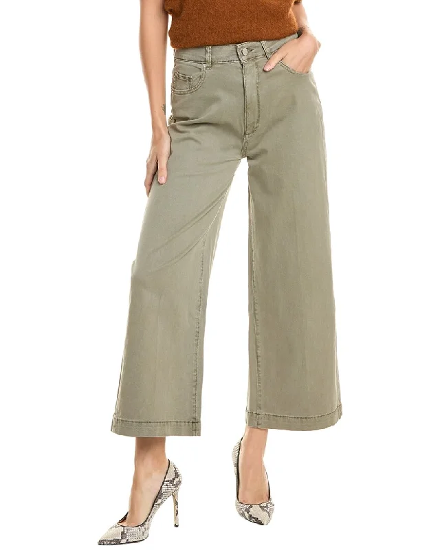 DL1961 Hepburn Alpine Green Wide Leg Jean Stylish Tapered Fit Jeans