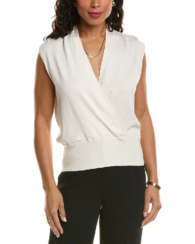 Elie Tahari Faux Wrap Sweater Soft Cozy Warm