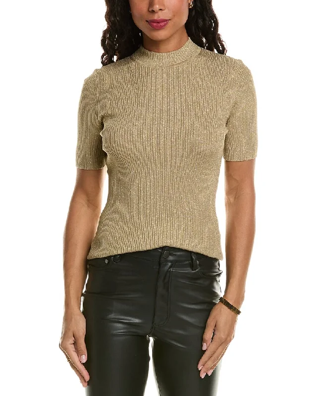 Elie Tahari Metallic Mock Sweater Elegant Classic Vintage