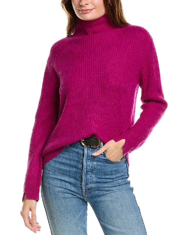 Forte Cashmere Fashioned Rib Funnel Neck Wool & Cashmere-Blend Sweater Handmade Hand-knitted Hand-woven